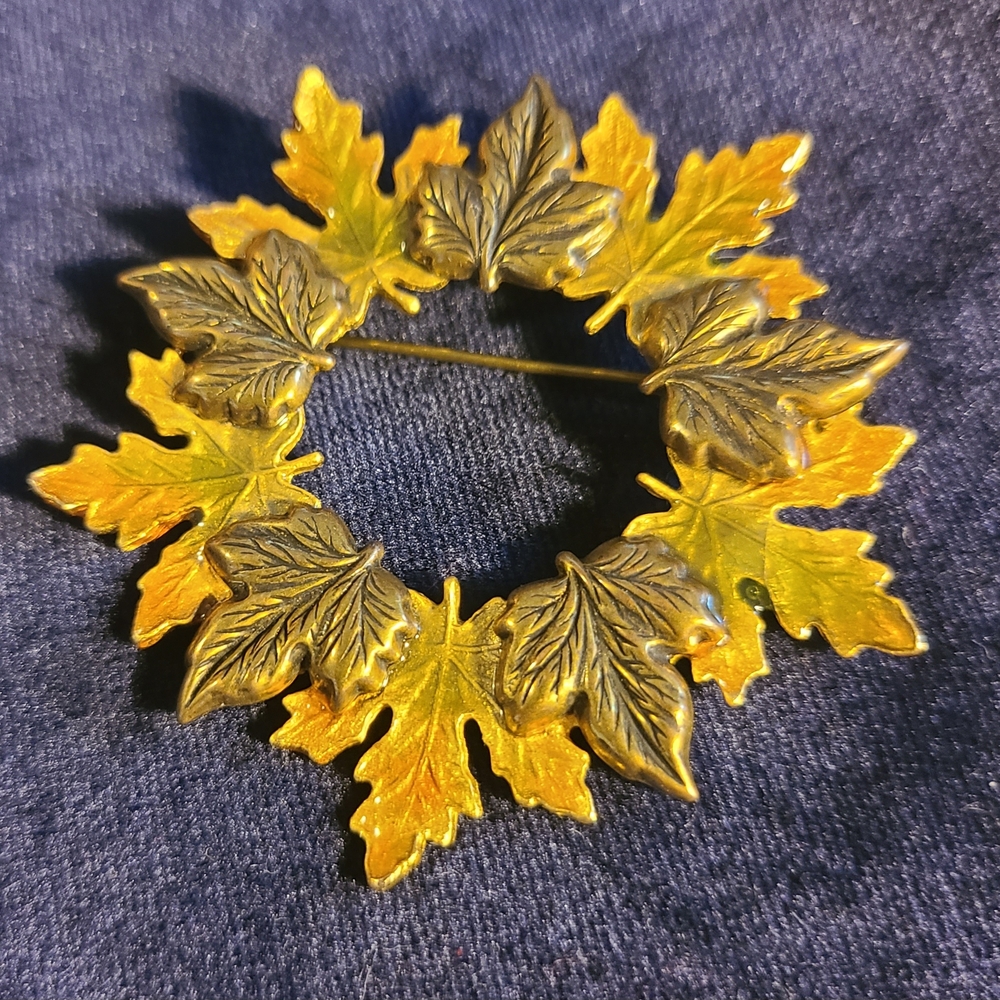 Gold and Yellow Leaf Brooch